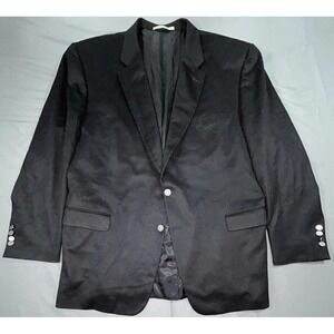 Burberry London Blazer Mens 52 Long Black Solid Two Button Suit Jacket USA